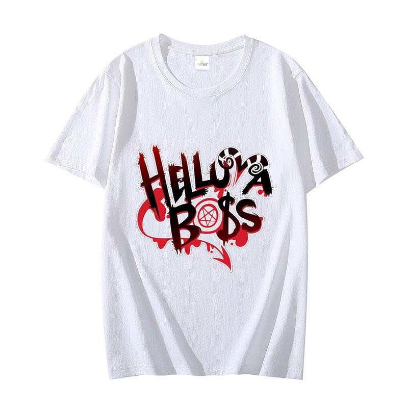 

Футболка Helluva Boss для мужчин, летняя, с коротким рукавом, с рисунком из мультфильмов и аниме, женские футболки, 100% хлопок, модная одежда для пар, топы, футболки унисекс XL белый