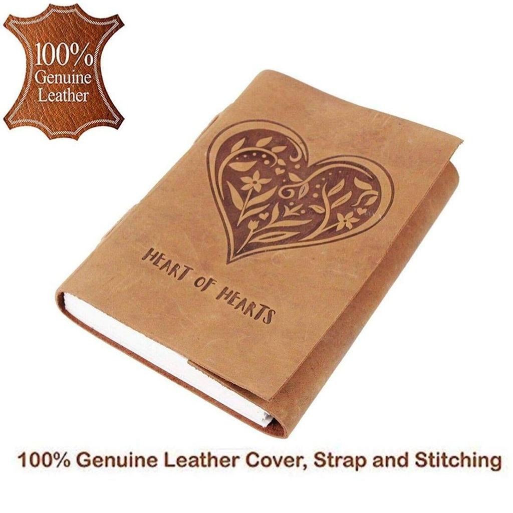 Leder-Tagebuch – antiker handgefertigter Leder-Notizblock mit Herz-aus-Herzen-Bindung für Männer und Frauen, Reisetagebuch und Notizbücher aus Normalpapier zum Schreiben, 17,8 x 12,7 cm