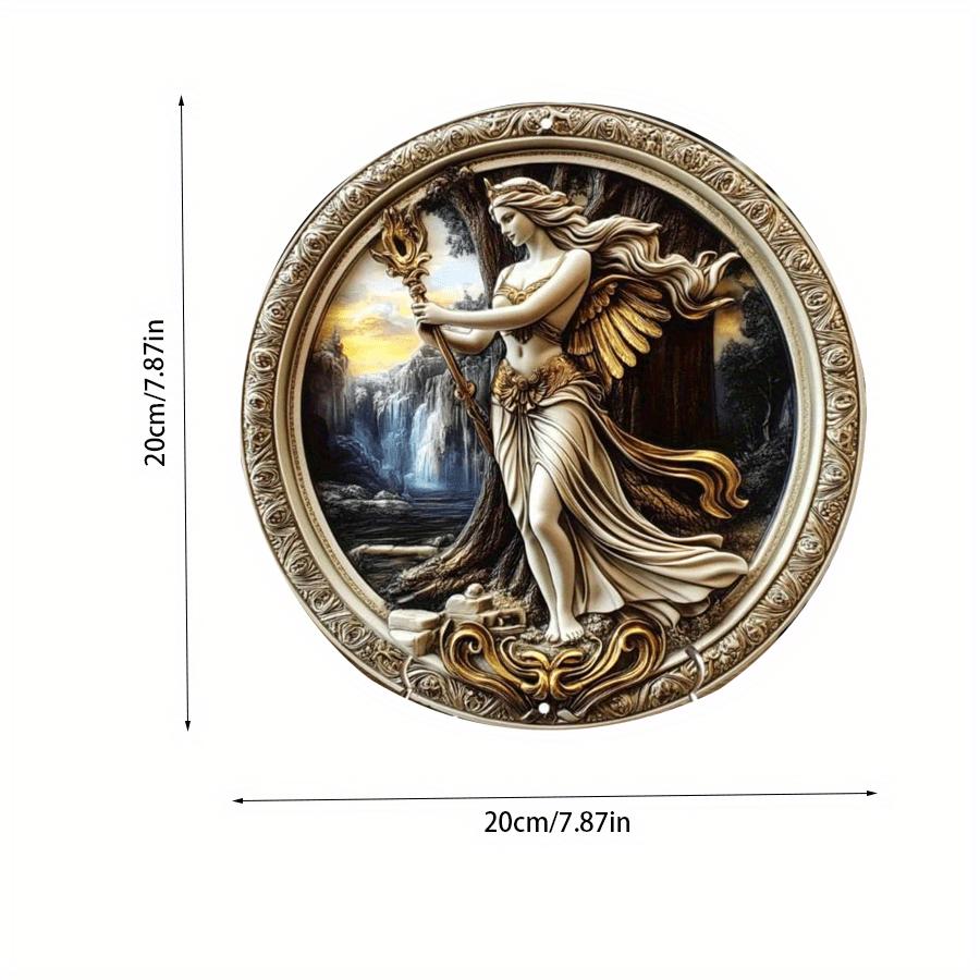 

2d плоский 20*20см Гера Богиня Круглый Ретро Деревянный Настенный Арт, Элегантный Декор для Дома и Офиса Идеально для Нового Года 20x20cm