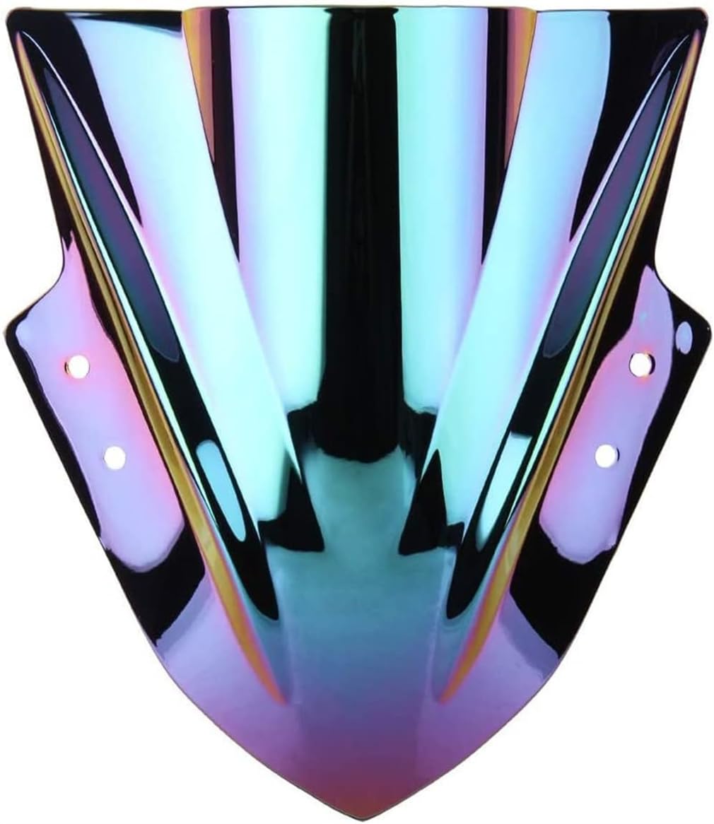 

Mallofusa Motorcycle Double Bubble Replacement Windscreen for Kawasaki Ninja and Ninja250 Deep Rainbow Color Windshield, EX300, 300, (2013-2017),