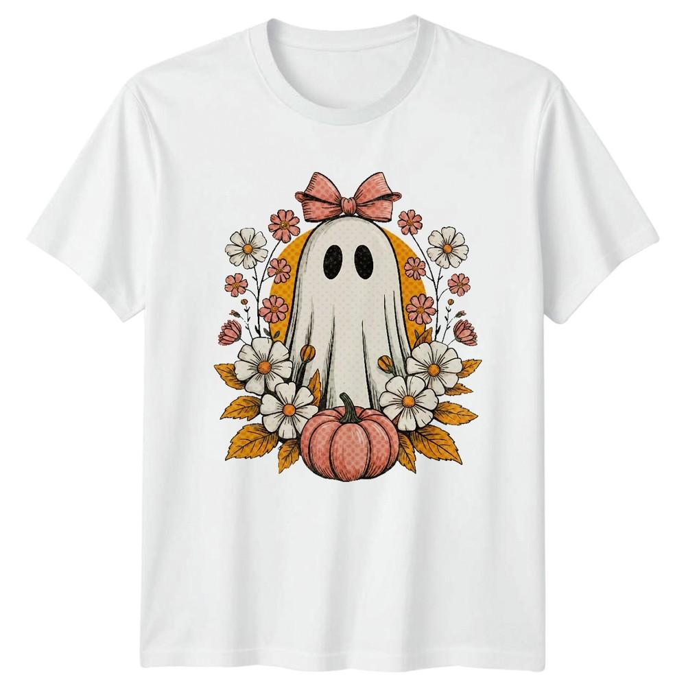 Ghost Halloween Floral Pumpkin Unisexs TShirt Unisexs Tee Graphic Unisex S