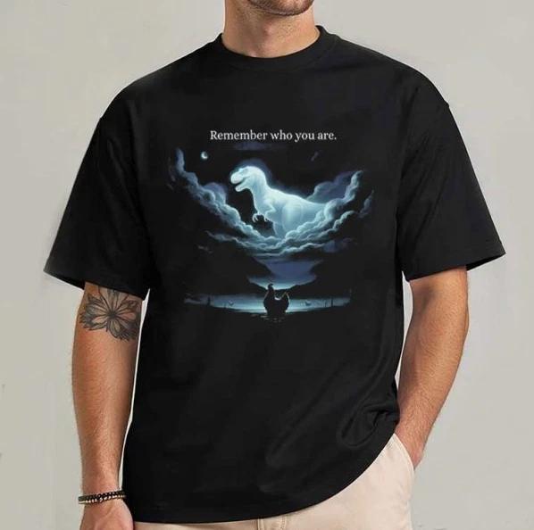 Remember Who You Are, Funny Evolution Joke Meme Shirt, Chicken Dinosaur T-Shirt S