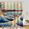 Artistico Blu Navy La Grande Onda Tenda da Doccia Giapponese Asiatica Kanagawa Anime Pittura Decor Impermeabile Set di Tende da Bagno