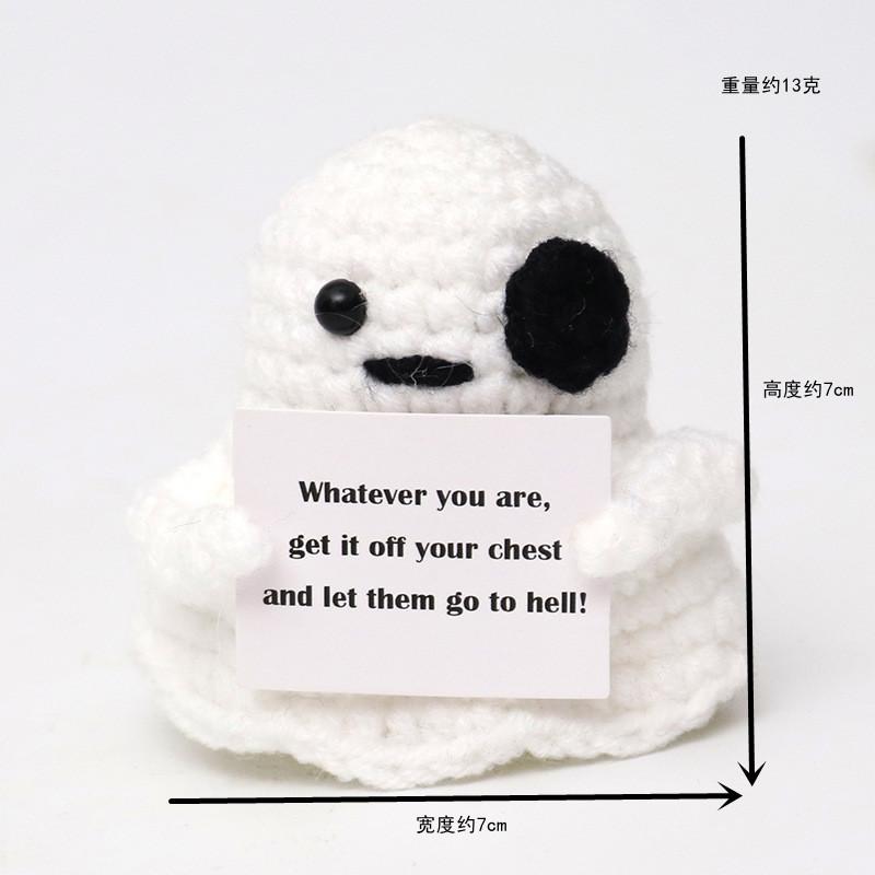 Păpușă Rechin Croșetată Amuzantă cu Energie Pozitivă Cu Card Suport Emoțional Croșetat Drăguț Tricotat Lână Albină Decor Cameră Cadouri de Crăciun