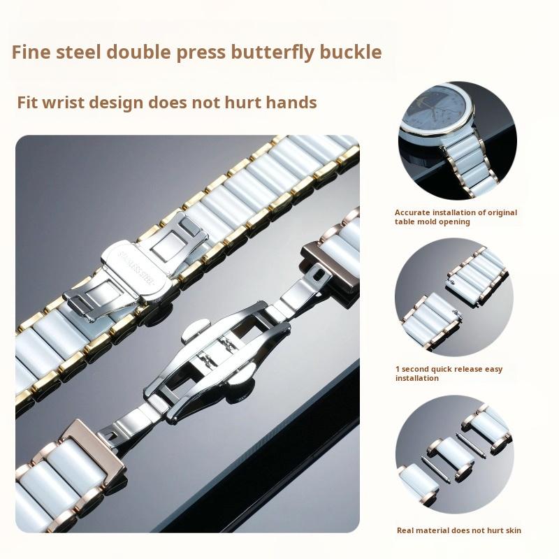 18mm Smart WatchBand For Huawei 41mm GT6/GT5 strap GT4 Imitation Ceramic White rose Watch GT5 Pro Women's 42mm Fashion Bracelet