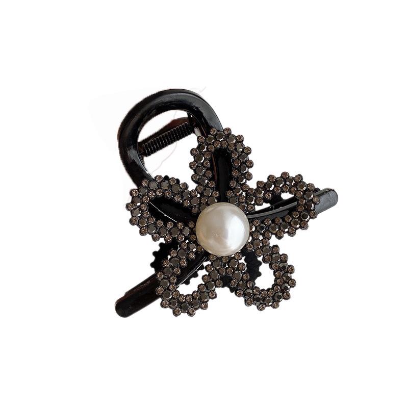 2024 Pearl Rhinestone Flower Claw Clip for Women - Medium Size Half Updo Accessory