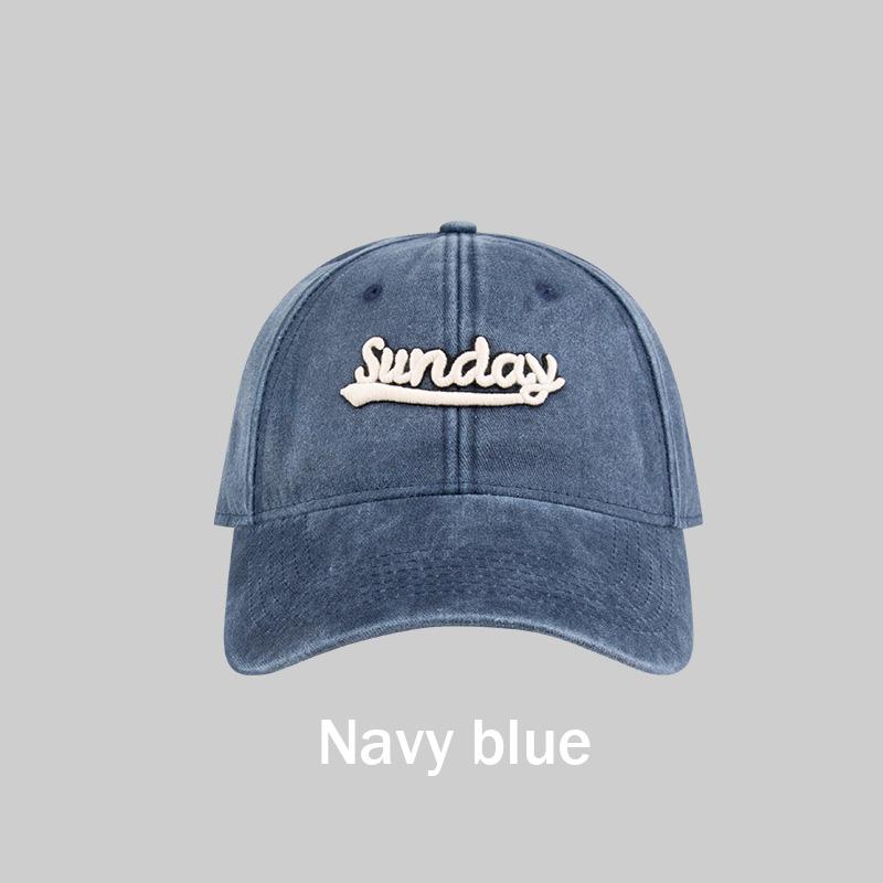Multi Color Vintage Washed Cotton Script 3D Raised Puff Embroidery Curved Brim Adjustable Unisex Baseball Cap Custom Size темно-синий