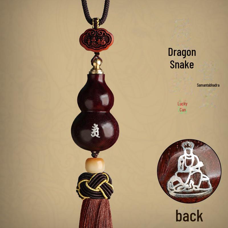 Red Sandalwood Gourd Car Pendant for Safe Travels - Unisex Rearview Mirror Charm