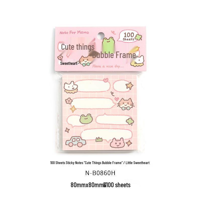 Cute Character Bubble Frame Sticky Notes - Cartoon Fun Illustration for Journals