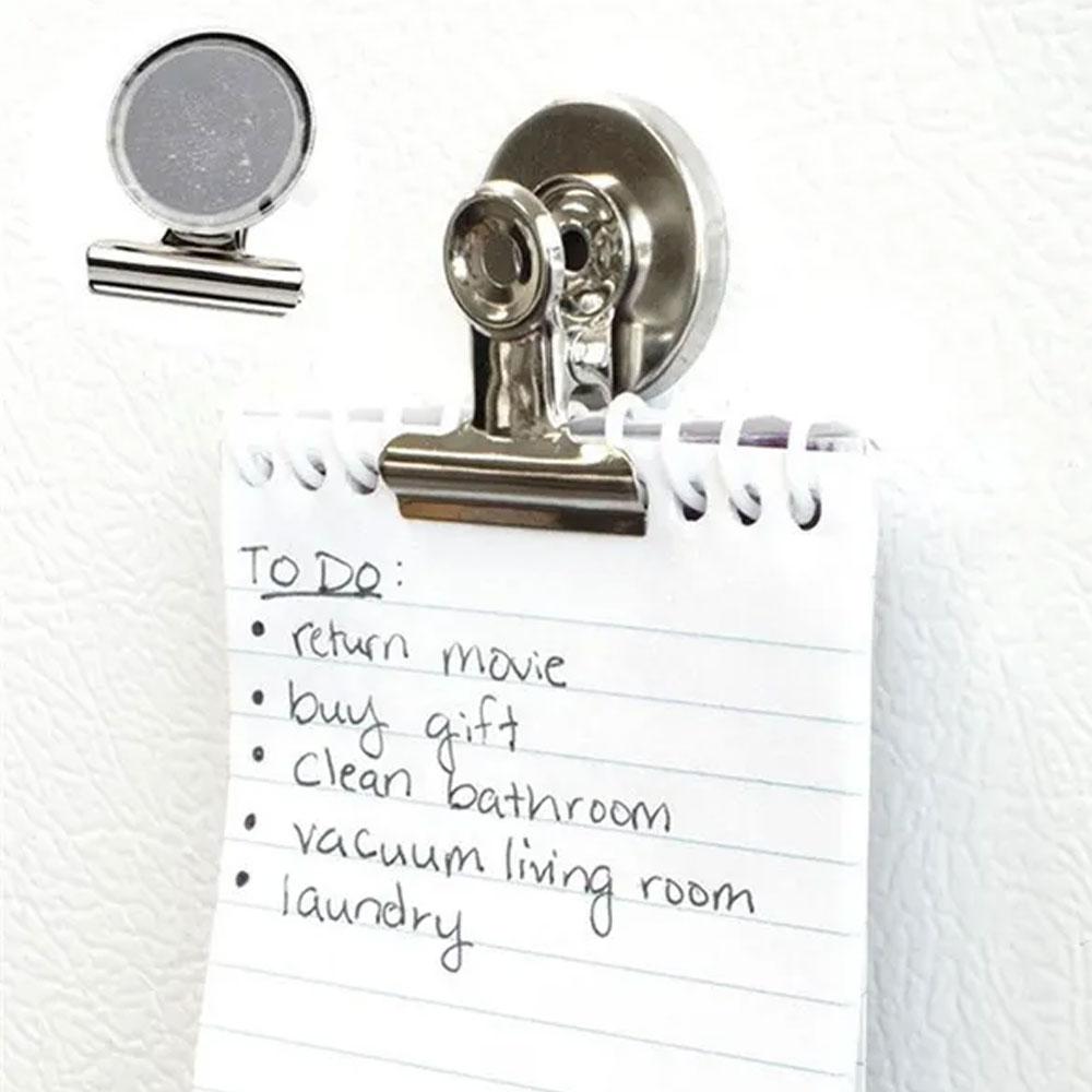 1Box/12Pcs Metal Round Fridge Magnetic Stickers Clips Fridge Wall Memo Note Message Magnet Clamp Holder Whiteboard Magnet Tools