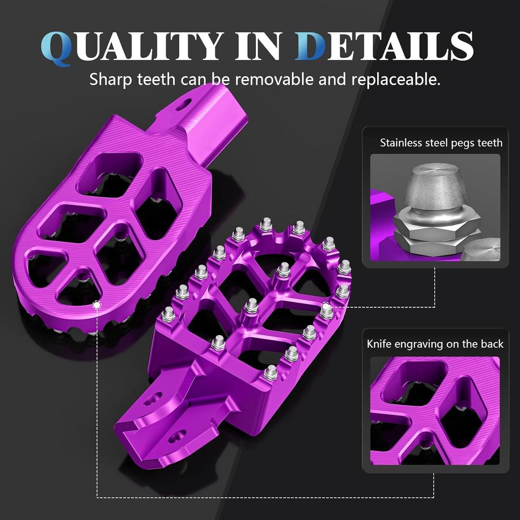 Wider Footpegs CNC for Surron LBX/E-Ride Pro SS/SR/S, Dirt Bike Foot Pegs Non-Slip Wider Design with Heavy-Duty Spring for Sur Ron Eride Pro SS