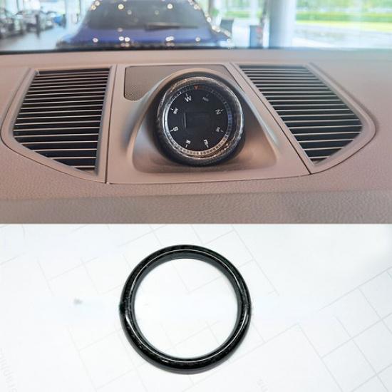 Real Carbon Fiber Dashboard Center Clock Cover Trim for Porsche Macan -