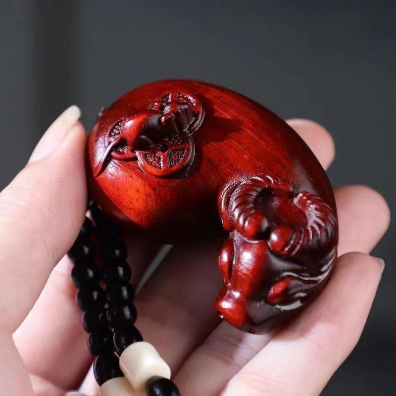 Rosenholz Pixiu Reichtumsanhänger - Nashornhorn-Design