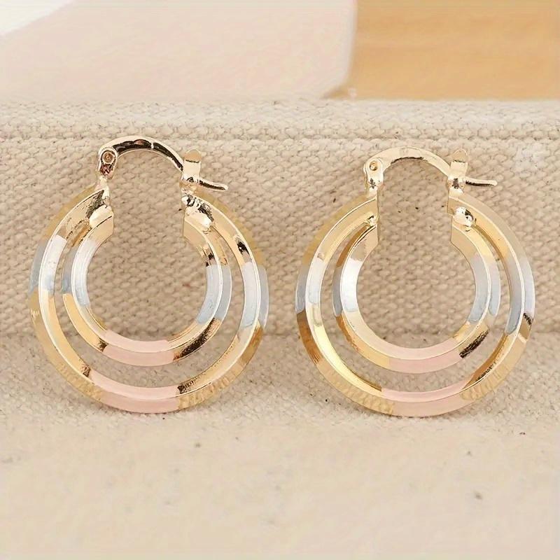 Trendy Gold Plated Hollow Out Heart Hoop Earrings for Women  Jewelry Accessories Wedding Birthday Gift