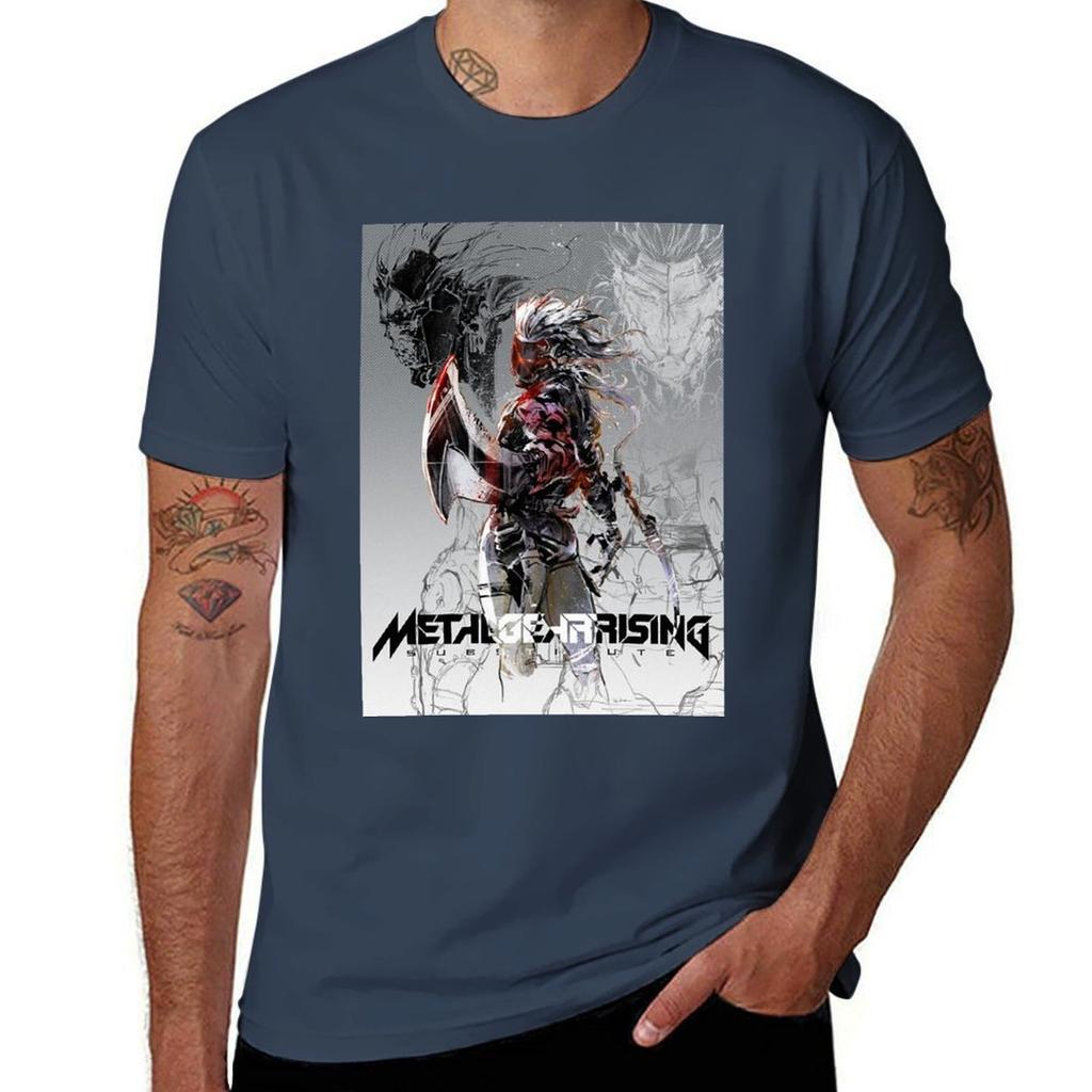 Regalos de Cumpleaños Metal Gear Rising Pósters de Juego Ps Regalo Para Fans de la Música Camiseta Atuendo Básico Diario Camiseta de Manga Corta