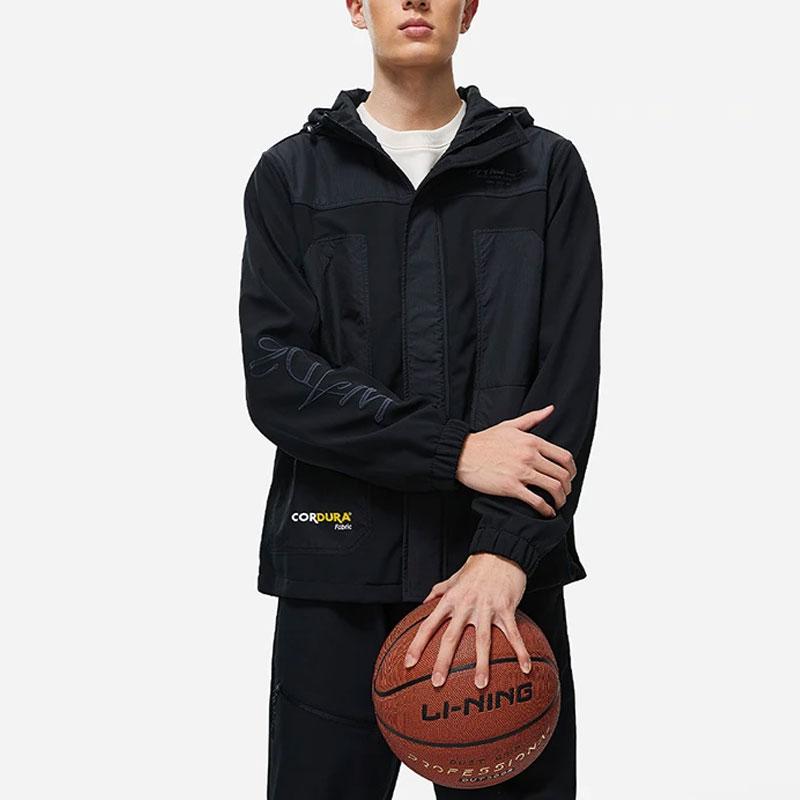 Li-Ning Wade Series Solid Color Hooded Fleece Warm Water-Resistant Loose Long Sleeve Jacket Men jackets Black AFDT693-1