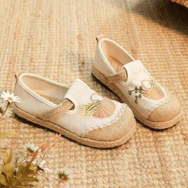 Shallow Mouth Soft Shoes Woman  Female Footwear Casual Sneaker Round Toe New Dress TPR Basic Ethnic Lace-Up 2024