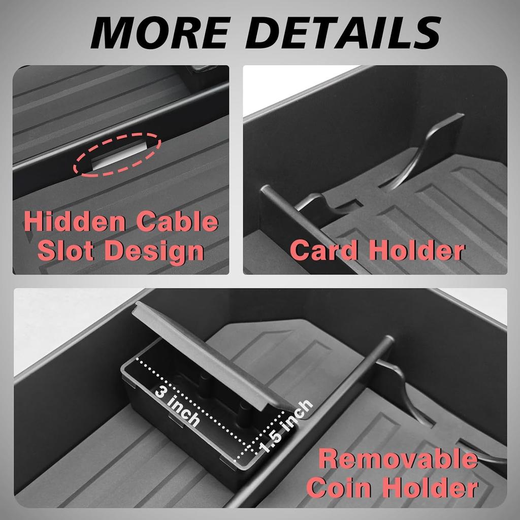 BestEvMod Center Console Organizer Tray Compatible with Tesla Cybertruck 2024+ Accessories Pickup Armrest Storage Box (Armrest Upper Organizer)