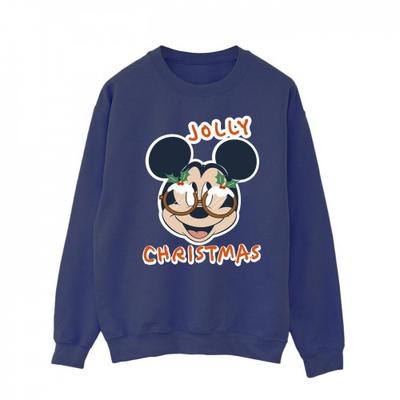 Mens Mickey Mouse Jolly Christmas Glasses Sweatshirt