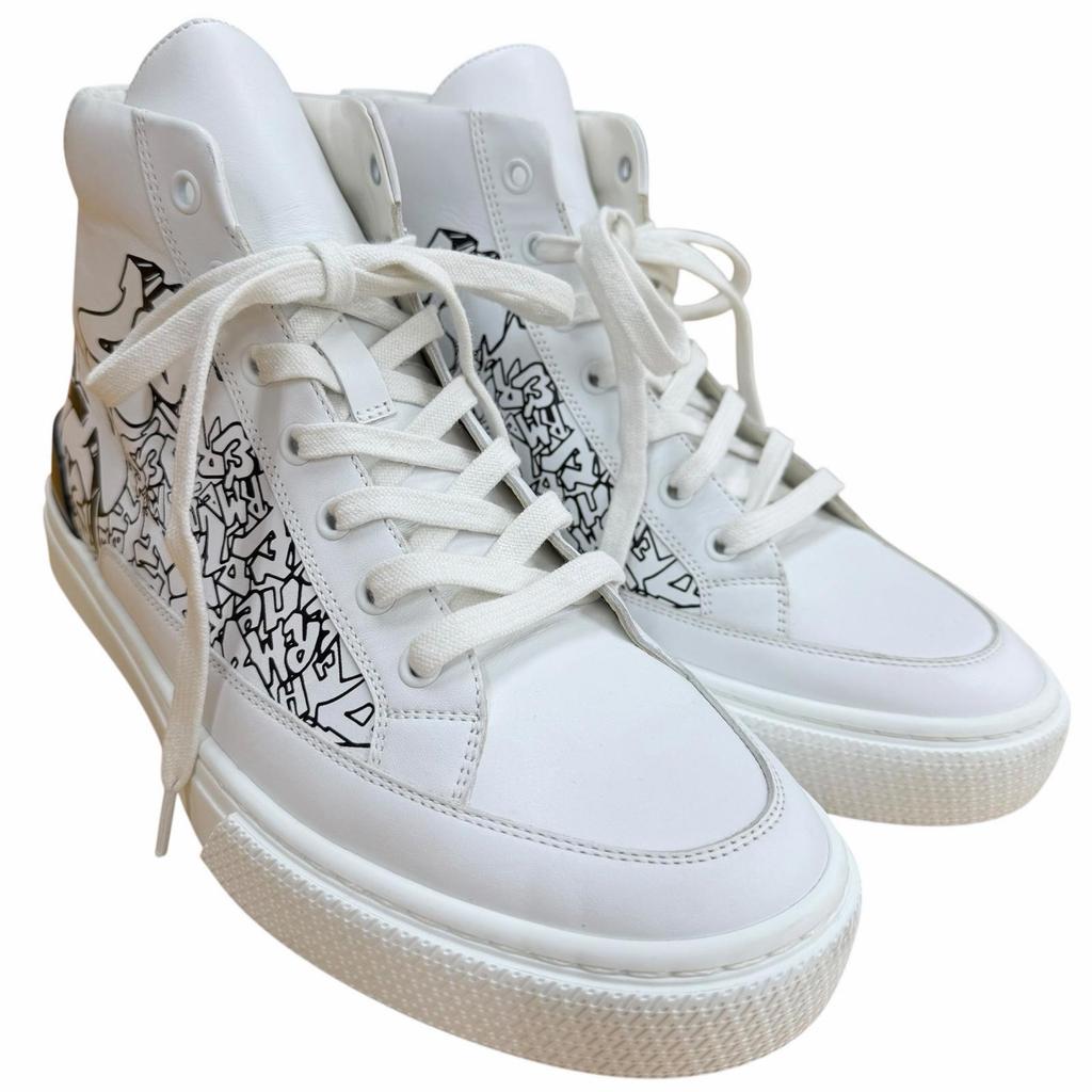 Excellent HERMES High Cut Sneakers DISTRICT White Leather Mens 41 221906 Used