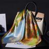 Hangzhou Silk Oil Painting Pastoral Scenery Silk Scarf Shawl Women's 111 Mulberry Silk Silk Scarf Scarf 71cm Square Scarf