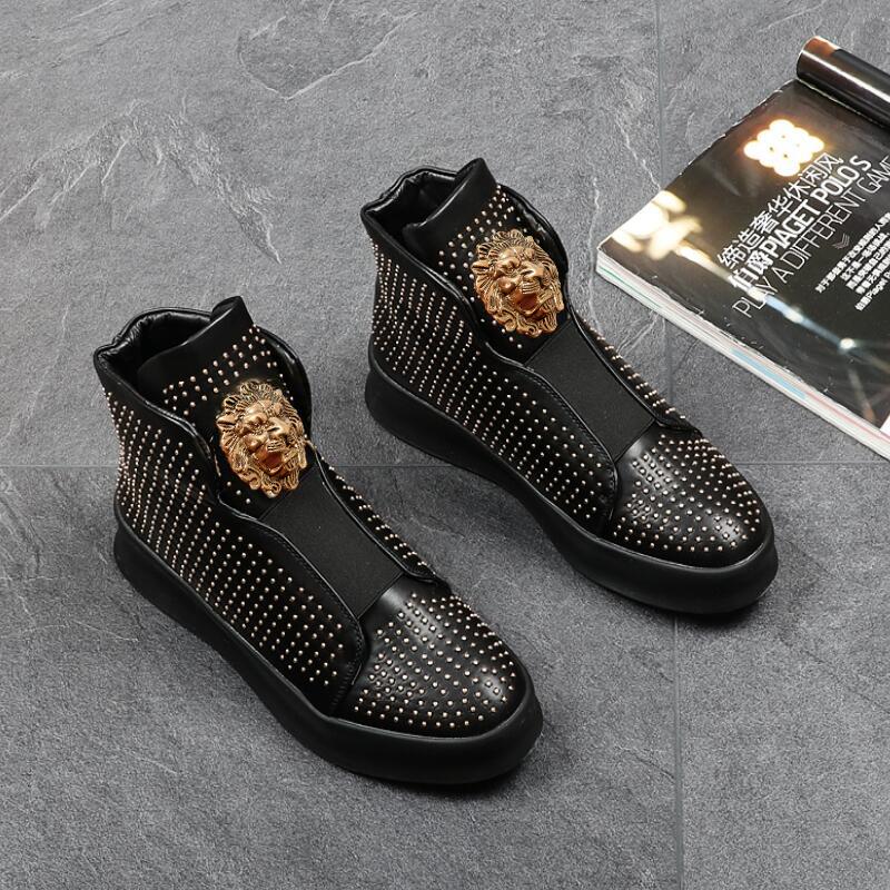 Módní značka designérské pánské boty Vysoce kvalitní silné kožené mokasíny s nízkými nýty ležérní plátěnky