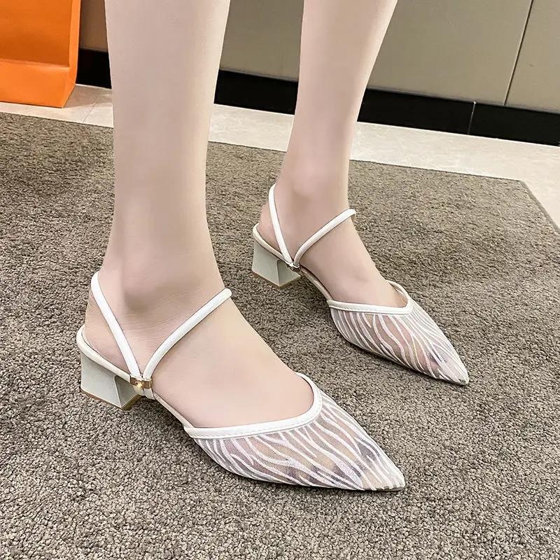Fashion Slides Pointed Toe With Heel Women's Slippers and Ladies Sandals Casual H Sandal Summer Footwear On Promotion Easy Wears Shoes