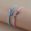 A Set of Two Bohemian Handmade Woven Bracelets Featuring a Charming Oil-Drop Butterfly Design, Perfect As Lucky Jewelry for Couples