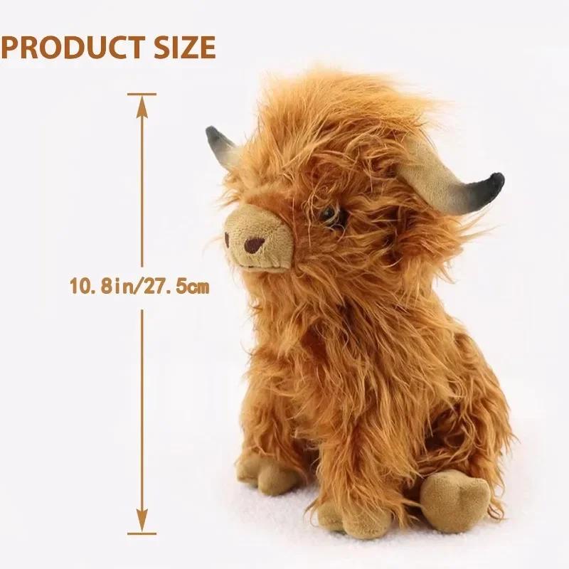 Giant 28cm Highland Cow Plush Stuffed Animal Ultra Realistic Scottish Farm Cattle Doll Super Soft Gift All Ages