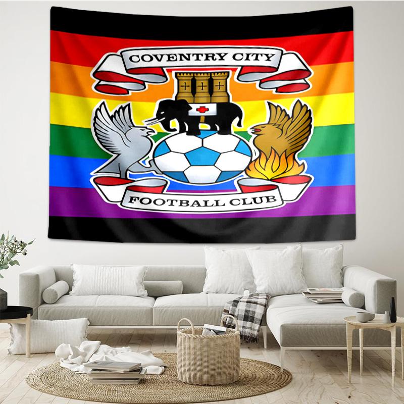 1PC Coven-try Football Club Crest Printed Tapestry Room Decoration Wall Hanging for Living Room Bedroom, dormitory, Birthday and Christmas gifts