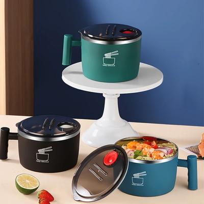 1000 ml Ramen-Schüssel aus Edelstahl mit Deckel, isolierte Instant-Nudel-Schüssel, versiegeltes Abtropfdesign, Lunchbox für Studentenwohnheim