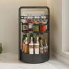 Rotating Spice Rack with Built-in Paper Towel Holder 360 Degree Double-Layer Adjustable Height Organizer Metal Kitchen Storage Rack