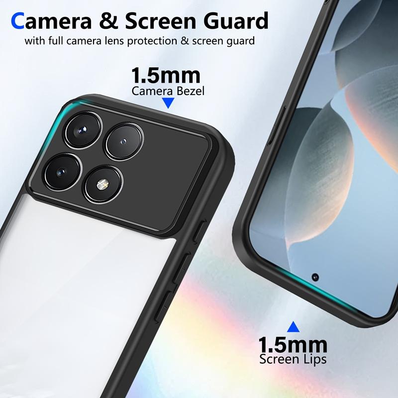 Transparent Silicone Case For Xiaomi Poco F6 Pro F6pro pocoF6 Pro PC Back TPU Bumper Shockproof Clear Phone Cases Cover