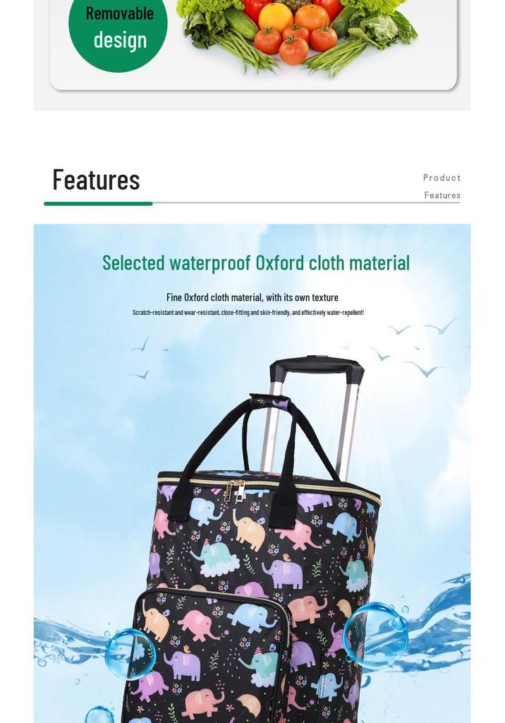 Stylish Insulated Foldable Shopping Cart with Universal Wheels