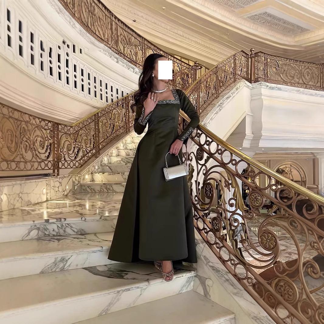 

Осеннее вечернее платье для вечеринки на Ближнем Востоке 2024: Европейский и американский стиль XXL