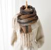 Rainbow Plaid Lines Imitation Cashmere Warm Shawl Scarf Autumn And Winter Fashion Versatile Fringed Commuter Scarf