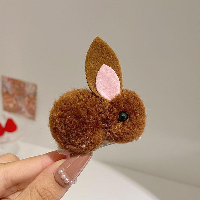 Autumn And Winter Cartoon Children'S Hairpin Three-Dimensional Plush Cute Bunny Hairpin Baby Does Not Hurt Hair Side Clip Hair Accessories Girl
