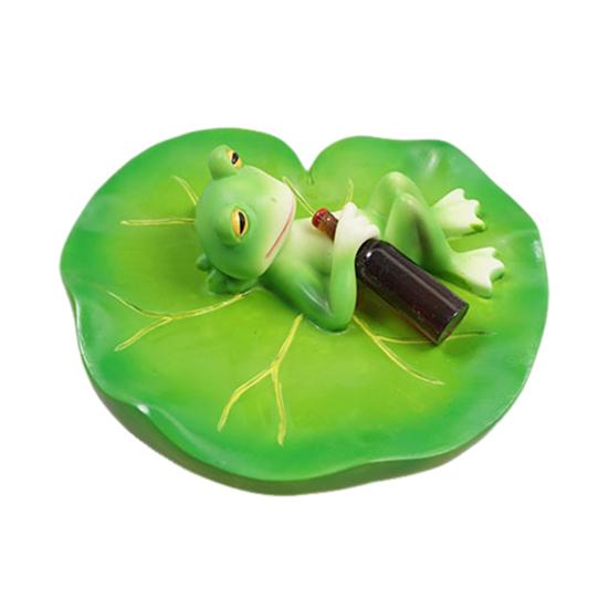 Yousheng Garden Floating Frog Figurine Pond Frog Decoration Resin Drunken Frog Lying On Lily Pad Statue for Aquarium Pond Fish Tank