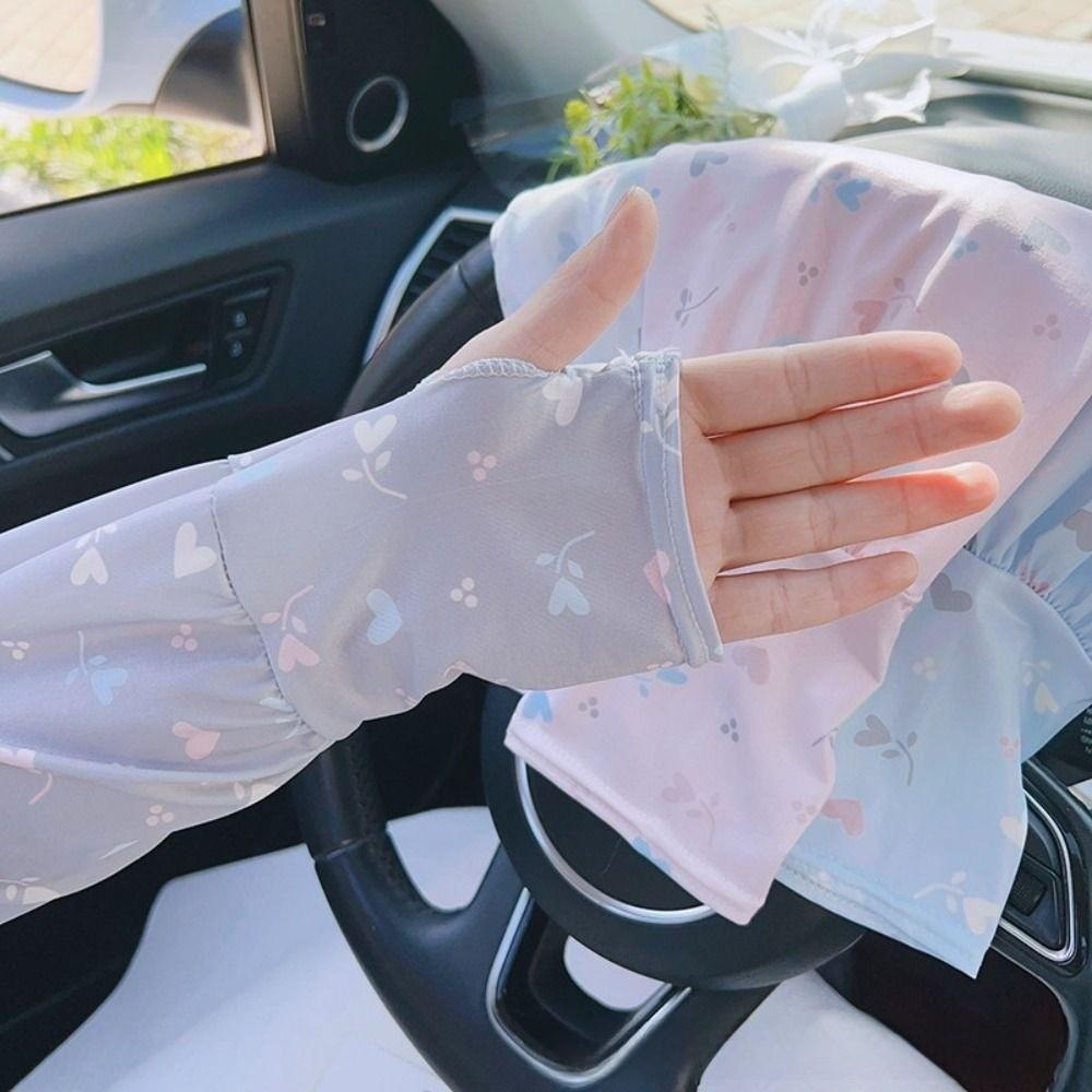 Cooling Material Arm Sleeves Breathable Sun Protection Sleeves Cute Ice Silk Sleeve Hiking