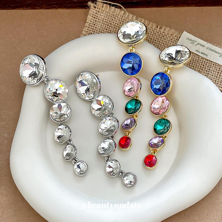 Rhinestone Tassel Stud Earrings - Vintage Court Style Fashion Jewelry for Women