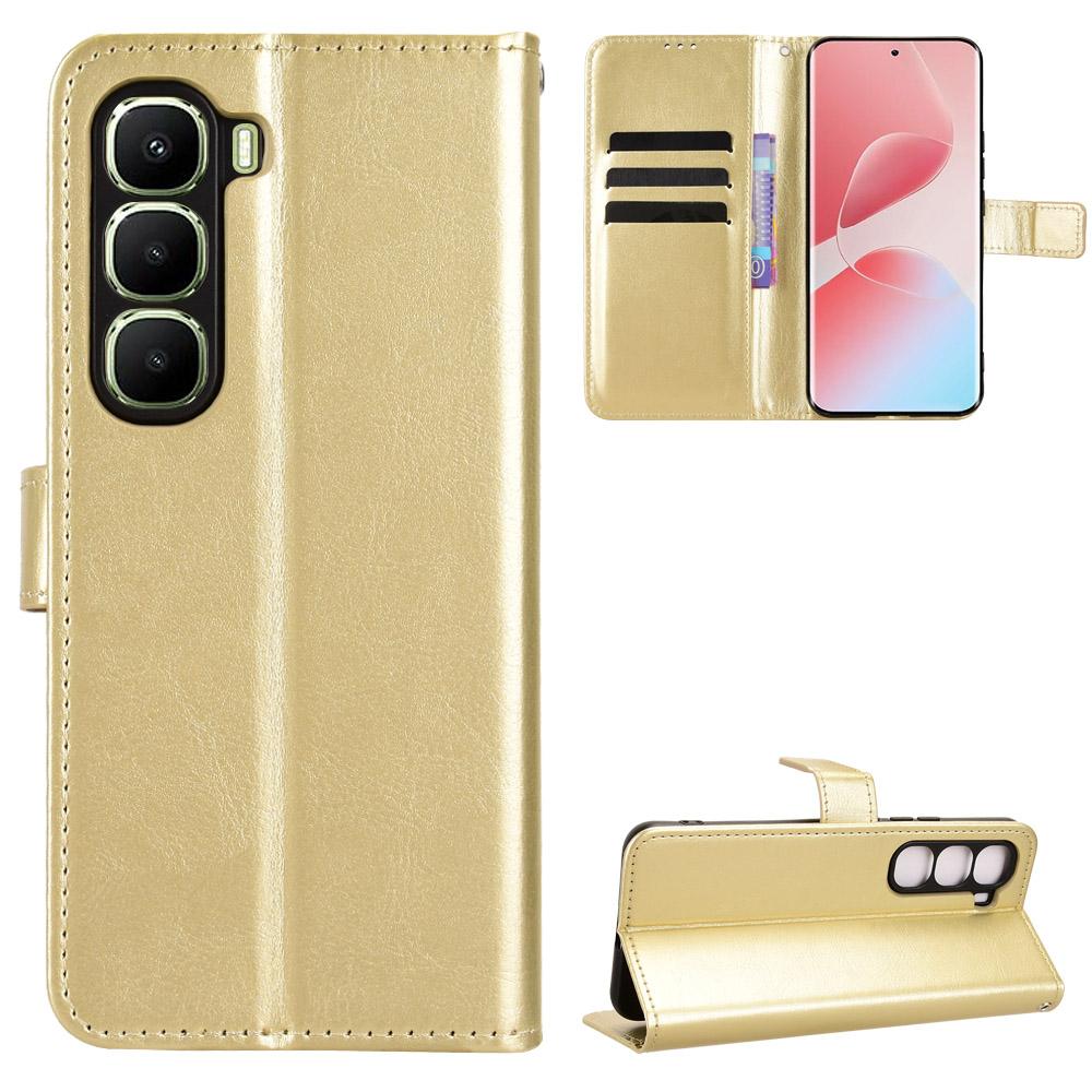 For Infinix Hot 60 Pro+ 4G PU Leather Case with Strap Crazy Horse Texture Phone Wallet Cover