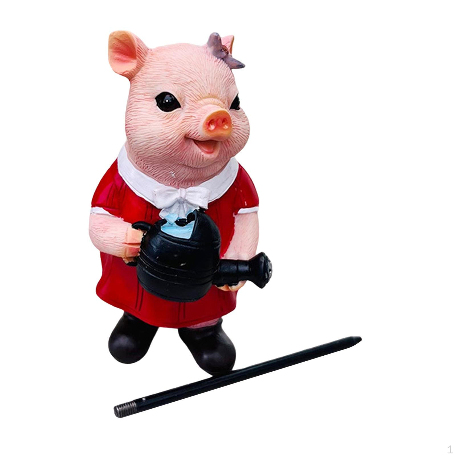 

3D Pig Figurine Garden Decorative Stakes Yard art Sculptures Fairy Ornaments for Plant Girl