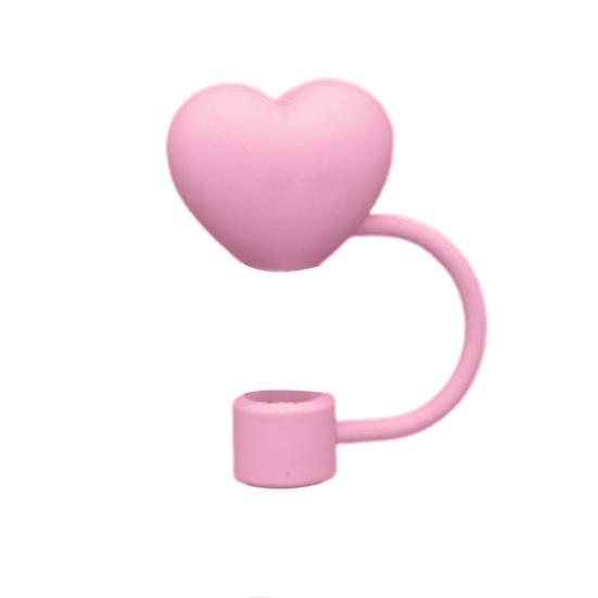 

1/8 шт. 9-10 мм Чехол для трубочки в форме сердца любви Пищевой силикон Многоразовый Пыленепроницаемый светло-розовый