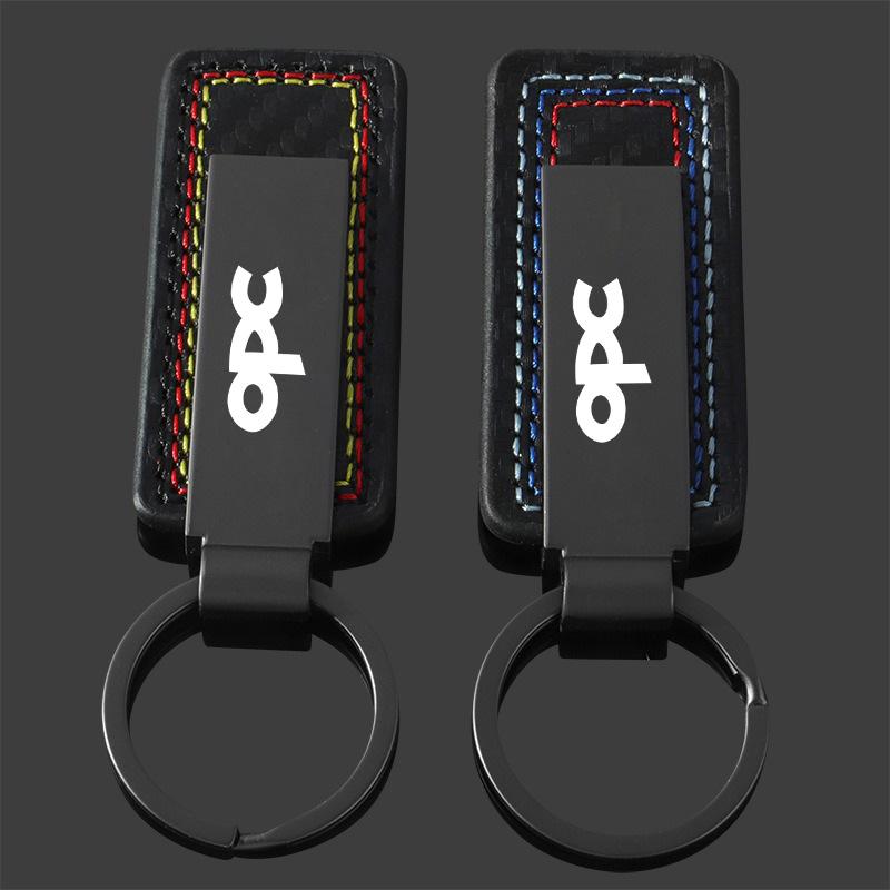 Ręcznie szyty Brelok do kluczy z emblematem samochodowym z włókna węglowego do Opel OPC OPCLine Astra H G Insignia Mokka Zafira Corsa Akcesoria do stylizacji