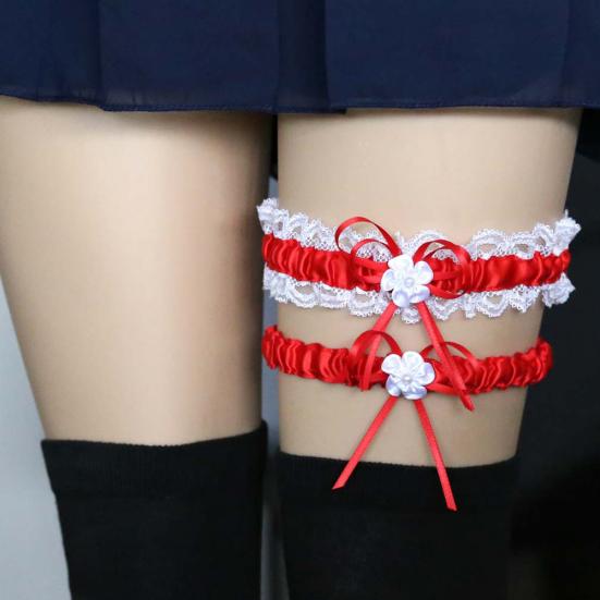 Fantastische 2 Teile/satz Bowknot Spitze Sexy Braut Bein Strumpfband Hochzeit Cosplay Dekor