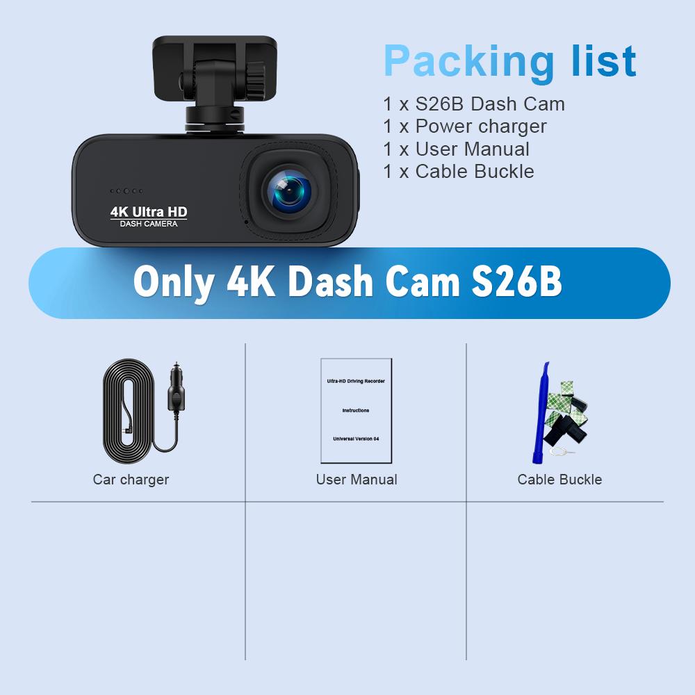 Soam Dash Cam Front and Rear 4K/1080P,Dash Camera for Cars Build in WiFi,24H Parking Mode,Night Vision,WDR,170°,G-Sensor,App