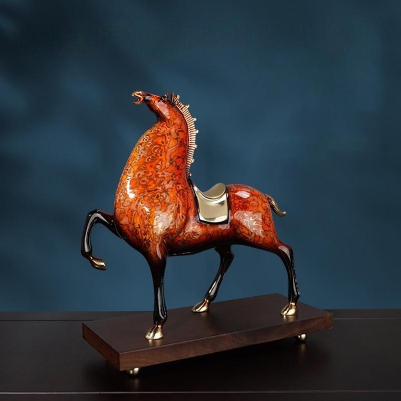 Horse Figurine Modern Copper Ornaments Miniature Living Room Home Decoration Model Luxury Accessory Figurine Chinese Art Model