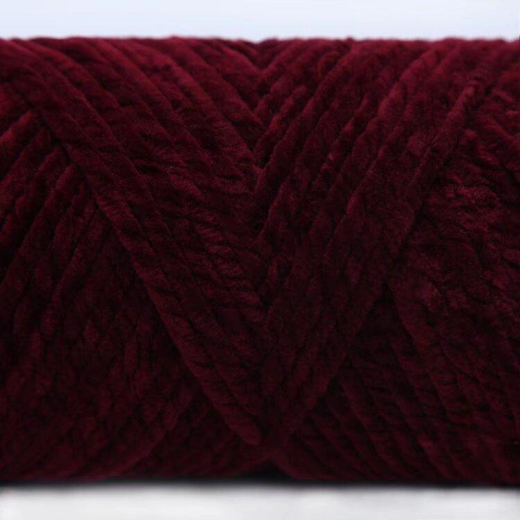 3 Strands Glossy Velvet Hand-Woven Thread Woven Scarf Doll Blanket Chenille Thread Segment Dye 100G Ball