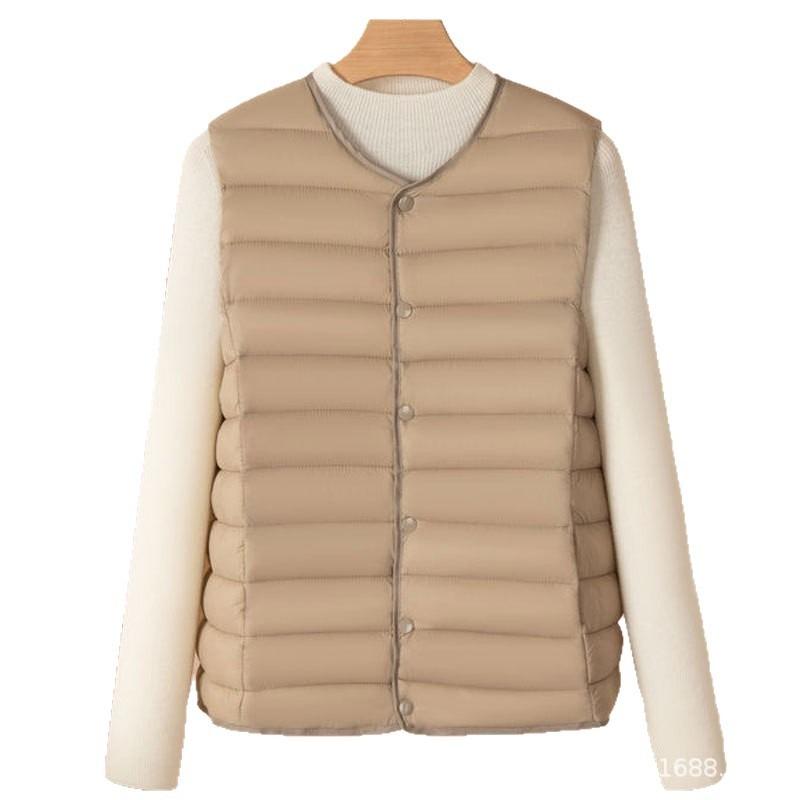 New light down cotton vest women's autumn and winter collarless liner short women's vest large size vest jacket