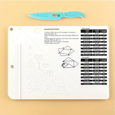 Taglierina per Carta Multiuso con Griglia di Misura, Busta per Biglietti, Linee Embossate, Materiali per Scrapbooking Fai-da-te, Taglierina per Carta